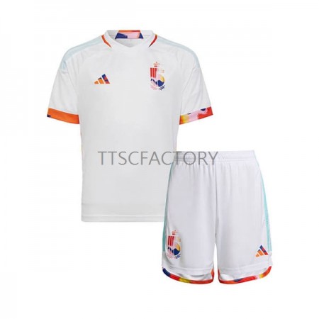 Koszulka Belgia Dziecięcy Wyjazdowe Koszulki Piłkarskie World Cup 2022 Krótki Rękaw